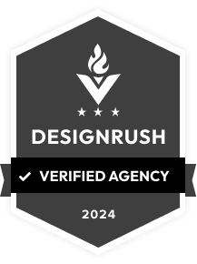 A badge that says designrush certified agency.